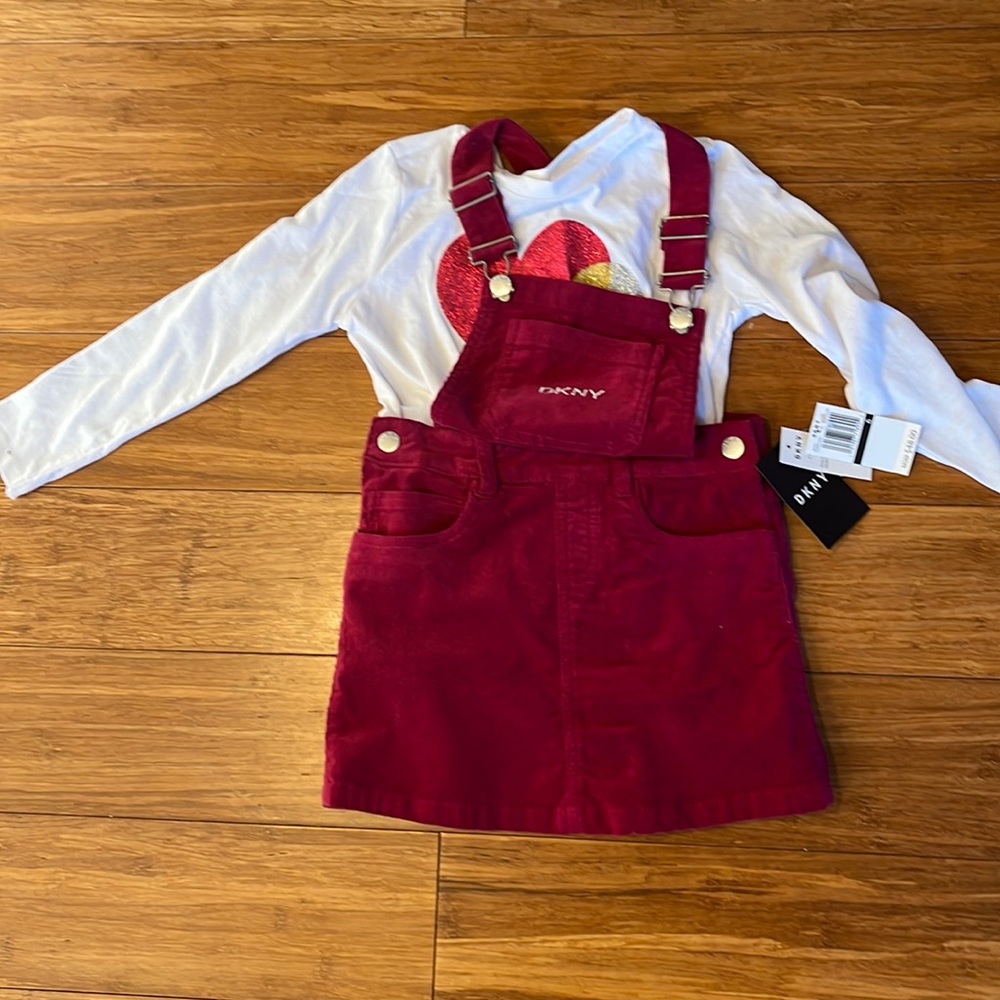 DKNY Pink Overall Dress & Long sleeve Tee